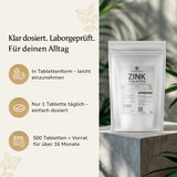 Zink Bisglycinat 25mg - 16 Monate Vorrat - 500 Tabletten