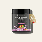 Golden Elements Pre-Workout Booster Pulver Erdbeer Geschmack – fruchtige Pre-Workout-Variante im schwarzen Behälter