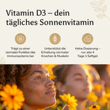 Golden Elements Vitamin D3 Softgels – Lifestyle-Mockup mit Sonnenlicht und Fokus auf tägliche Vitamin-D-Versorgung
