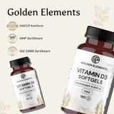 Golden Elements Vitamin D3 Softgels – Vergleichsgrafik zwischen Golden Elements und herkömmlichen Vitamin-D-Produkten
